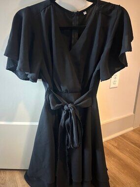 Black Tie-Waist Dress